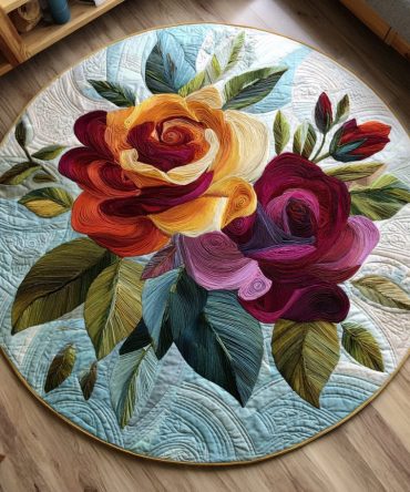 Rose Bouquet Quilted Round Mat