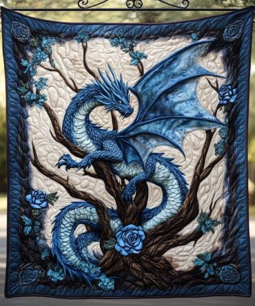 Rosefire Dragon Quilted Blanket