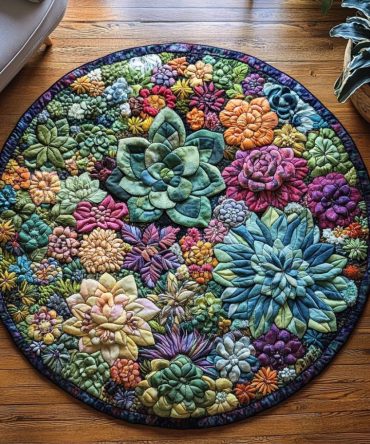 Rosette Joy Quilted Round Mat