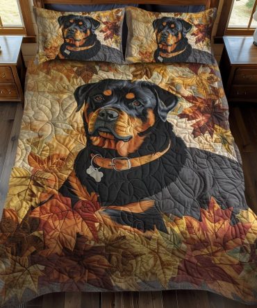 Rottweiler Autumn Breeze 3-Piece Quilted Bedding Set