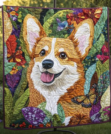 Royal Corgi Charm Quilted Blanket
