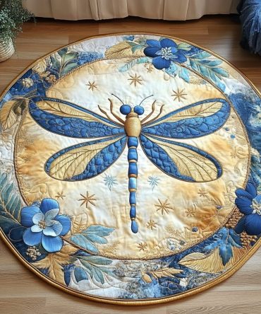 Royal Blue Dragonfly Quilted Round Mat