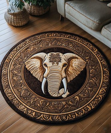 Royal Elephant Quilted Round Mat