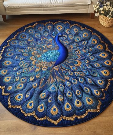 Royal Peacock Quilted Round Mat
