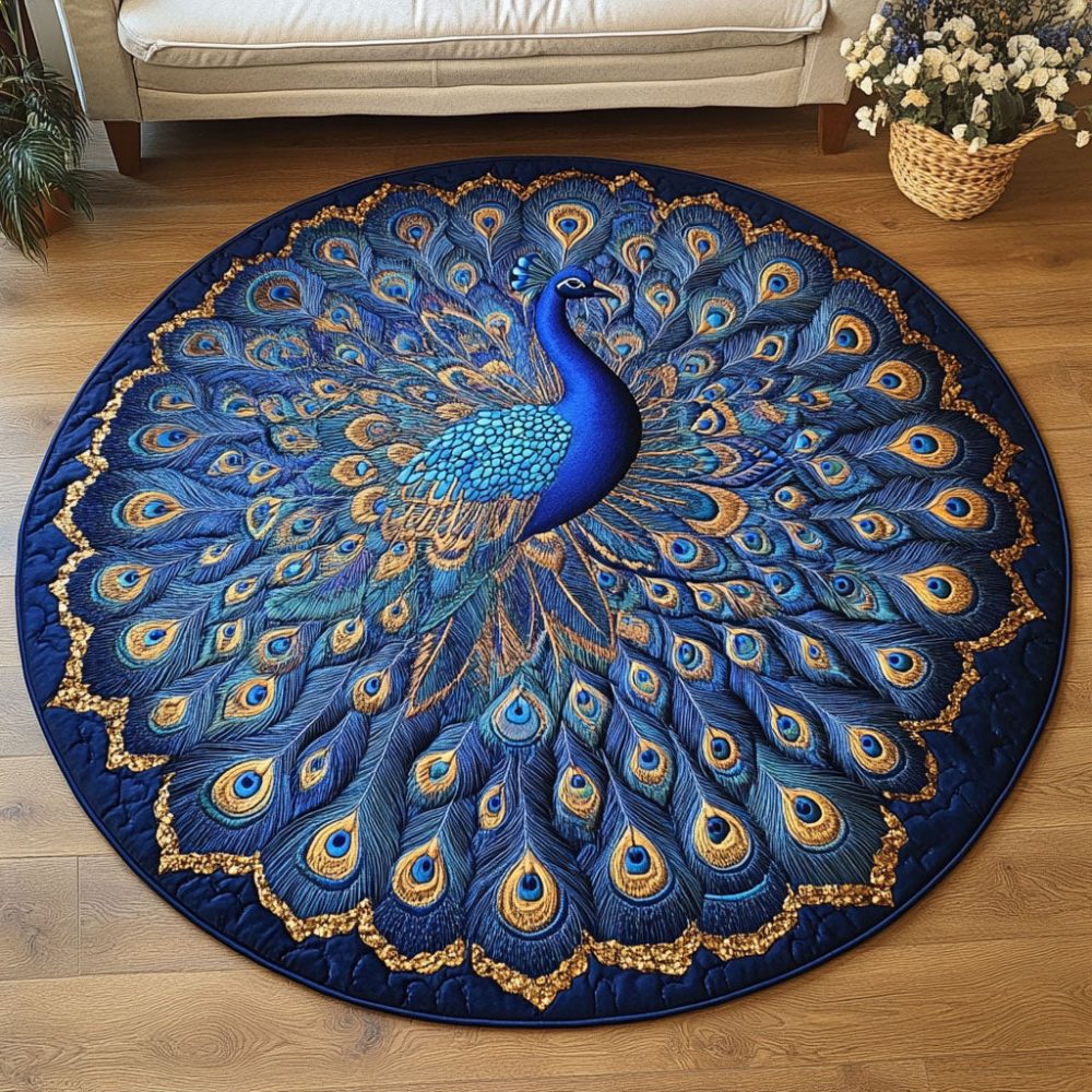 Royal Peacock Quilted Round Mat