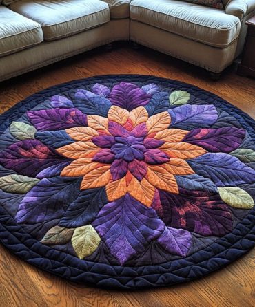 Royal Plumage Blossom Quilted Round Mat