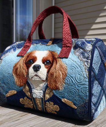 Royal Spaniel Quilted Duffle Bag - Stylish Travel & Gym Bag with Dog Design