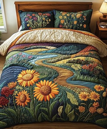 Rustic Sunflower 3-Piece Quilted Bedding Set