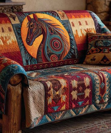 Rustic Canyon Horse Quilted Sofa Cover