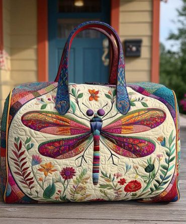 Rustic Flutter Quilted Duffle Bag — Boho Butterfly Weekender Travel Bag | Quilted Overnight, Gym & Carry-On