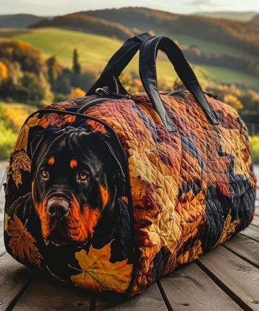 Rustic Grove Rottweiler Quilted Duffle Bag – Quilted Travel & Weekend Carry-On for Dog Lovers, Gym & Overnight Bag