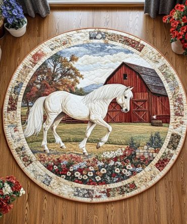 Rustic Hoofbeats Quilted Round Mat