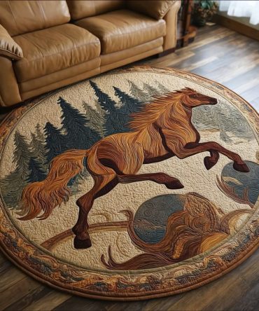 Rustic Horse Quilted Round Mat