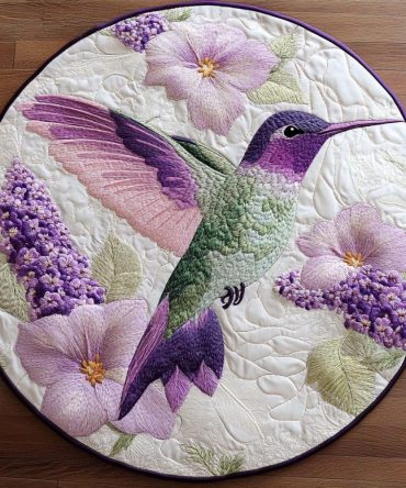 Rustic Hummer Garden Quilted Round Mat
