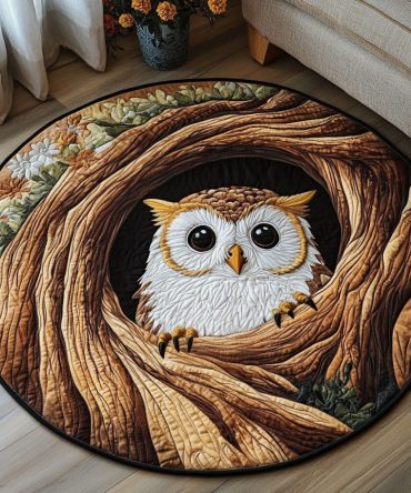 Rustic Night Watcher Quilted Round Mat