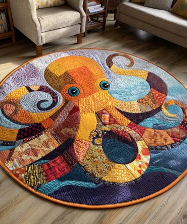 Rustic Octopus Quilted Round Mat