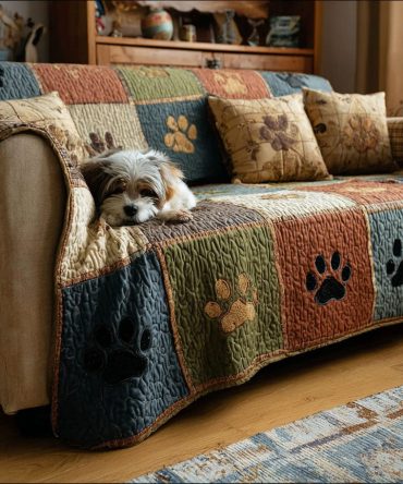 Rustic Paw Charm Quilted Sofa Cover