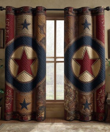 Rustic Star Emblem Quilted Curtains