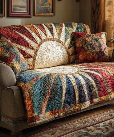 Rustic Sunburst Quilted Sofa Cover