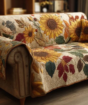Rustic Sunflowers Quilted Sofa Cover