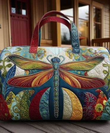 Rustleaf Quilted Duffle Bag — Rust Leaf Weekender & Carry-On Travel Bag, Quilted Botanical Design, Unisex Gym/Overnight Bag