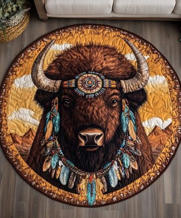 Sacred Bison Quilted Round Mat
