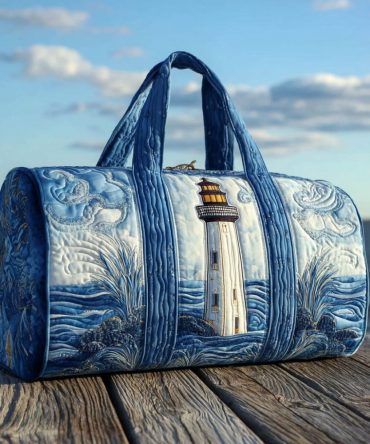 Safe Harbor Quilted Duffle Bag — Nautical Quilted Weekender Travel Bag for Beach, Boating & Gym