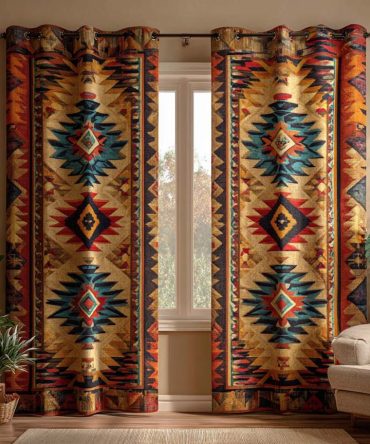 Saffron Spirit Chevron Quilted Curtains