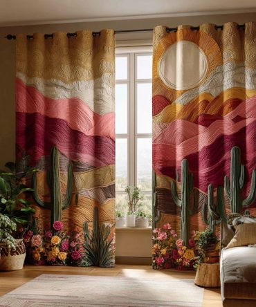 Saguaro Cactus Canyon Quilted Curtains