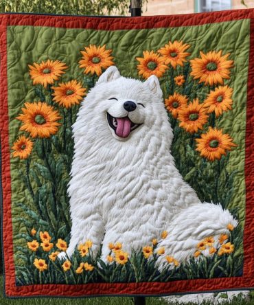 Samoyed Snowbound Quilted Blanket