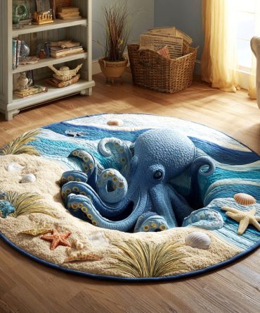 Sandy Octopus Quilted Round Mat