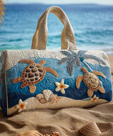 Sandy Shores Quilted Duffle Bag — Coastal Beach Weekender Travel Bag, Quilted Overnight Carry-On for Summer Vacations