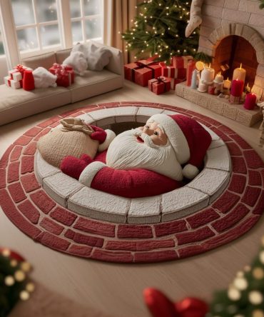 Santa Claus Trick Quilted Round Mat