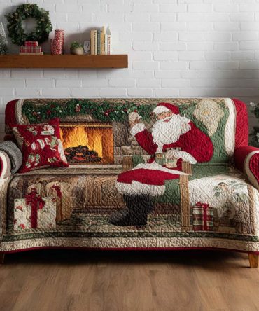 Santa Cheer Quilted Sofa Cover