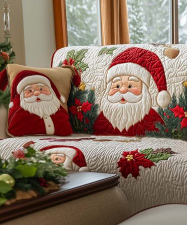 Santa Cheer Quilted Sofa Cover