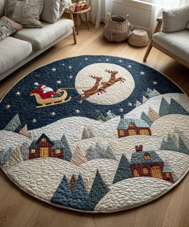 Santa Claus'S Journey Quilted Round Mat