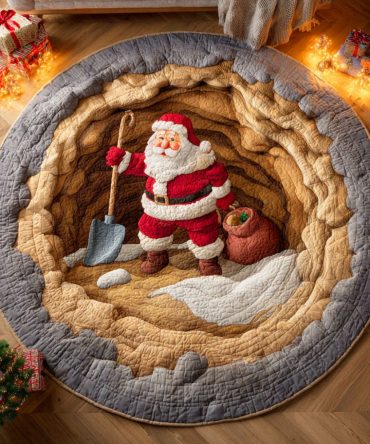 Santa Digger Quilted Round Mat