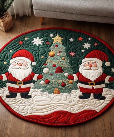 Santa Frolic Quilted Round Mat