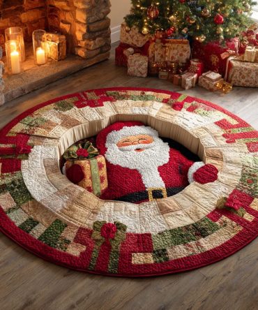 Santa Gift Box Quilted Round Mat