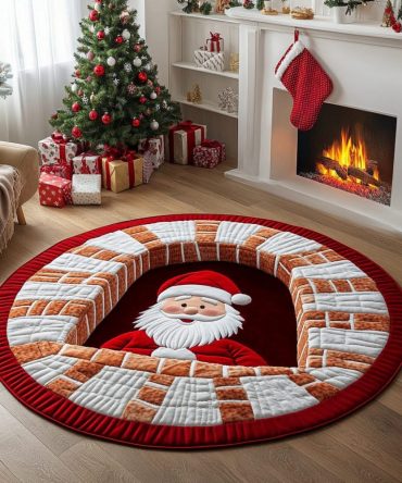 Santa Gift Quilted Round Mat