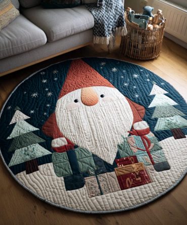 Santa Gnome Quilted Round Mat