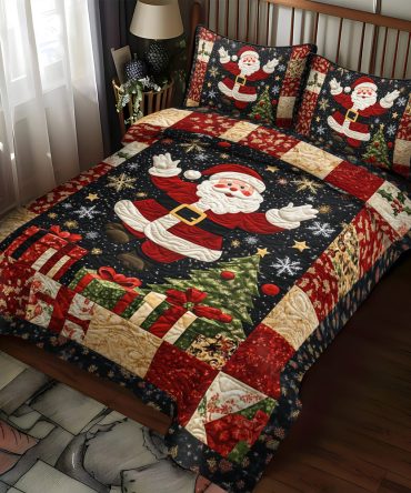 Santa Holiday Cheer 3-Piece Quilted Bedding Set