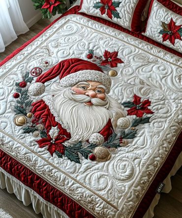 Santa Holiday Cheer 3-Piece Quilted Bedding Set