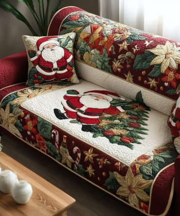 Santa Joy Quilted Sofa Cover