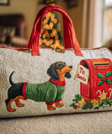 Santa Mail Quilted Duffle Bag — Festive Christmas Overnight & Travel Duffel with Vintage Postal Letters Print