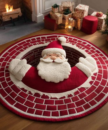 Santa Night Quilted Round Mat