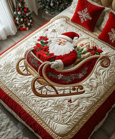 Santa Sleigh Ride 3-Piece Quilted Bedding Set