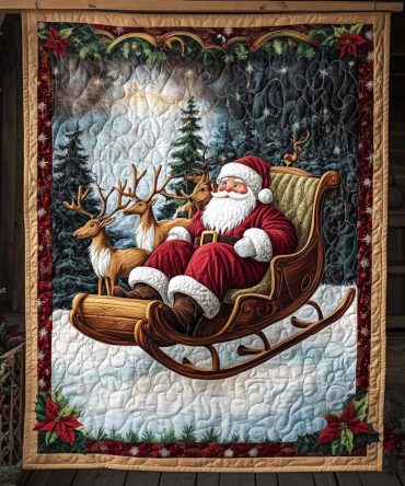 Santa Sleigh Ride Quilted Blanket