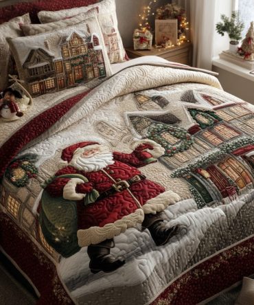 Santa Workshop 3-Piece Quilted Bedding Set