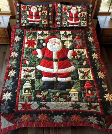 Santa'S Workshop 3-Piece Quilted Bedding Set